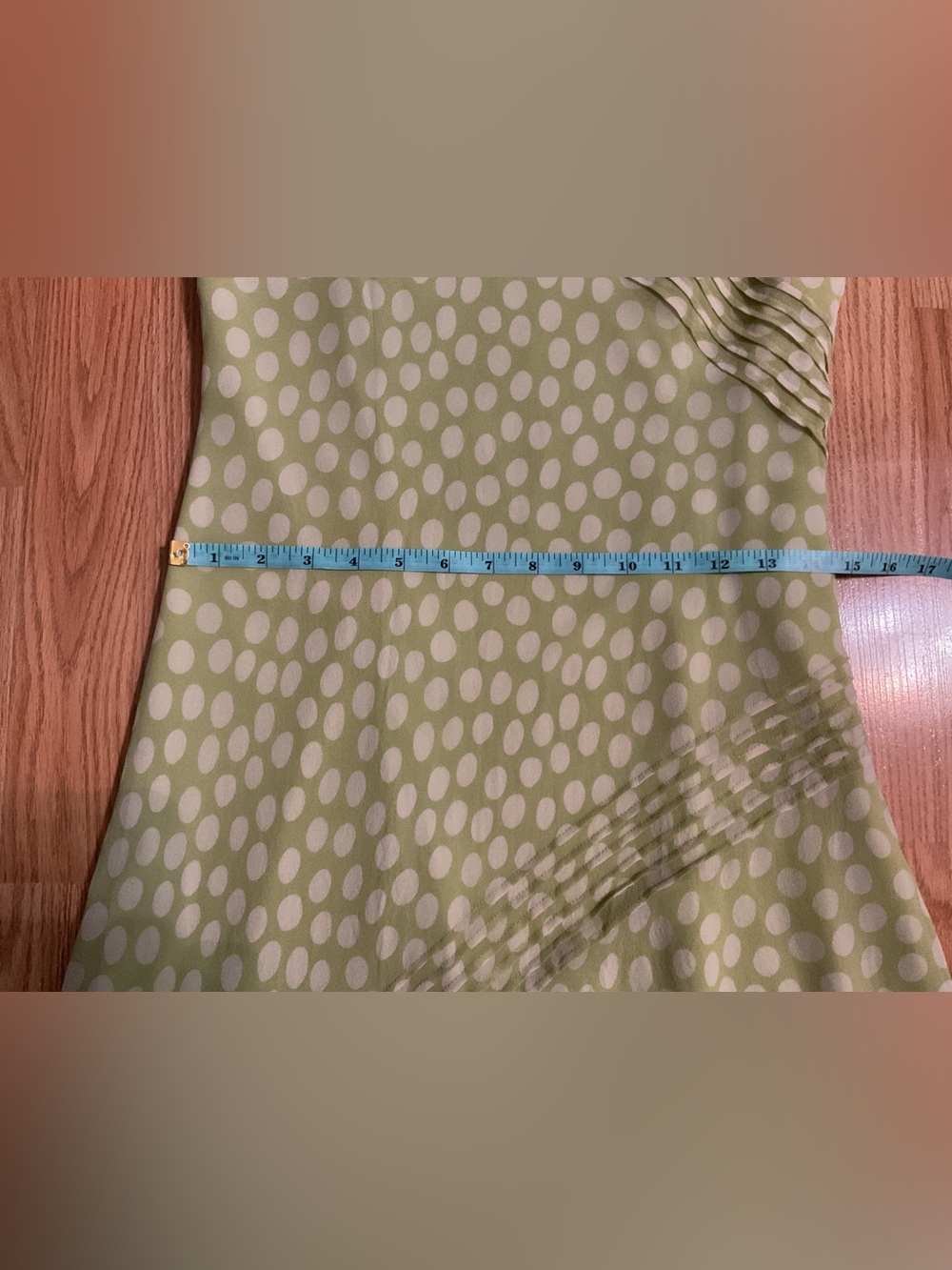 Sz 8 Adrianna Papell Feminine & Flowy Pale Green Polka Dot V-Neck High-Low Dress - Picture 7 of 8
